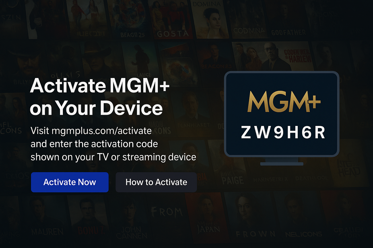 Activate MGM+ on TV using mgmplus.com/activate